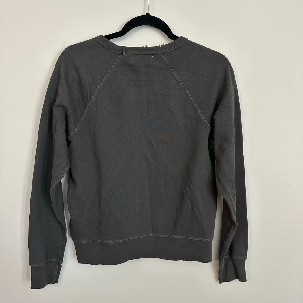 Ae77 Women’s Black Distressed Long Sleeve Cotton Crewneck Sweater Sz M NWOT